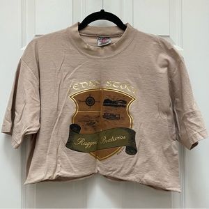 Oneita Crew Neck Cropped T-shirt 100% Cotton Neutral Color Made in USA